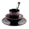 Estilo japonés melamina cuatro piezas vajilla restaurante barbacoa mesa hot pot plato de hueso taza pequeña cuchara traje imitación porcelana comercial