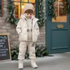 Conjunto espesso de inverno para bebês e crianças pequenas, unissex, quente, casual, para atividades ao ar livre, estilo coreano, colete acolchoado com zíper e moletom com capuz