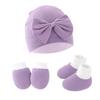 Gorro neonatal para feto, gorro, guantes antiarañazos, calcetines para pies, gorro de bebé, juego de tres piezas