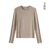 Nuevas camisetas interiores básicas para mujer de otoño e invierno, con una mezcla de mohair suave y cómoda, cuello redondo, camisetas de manga larga cálidas, al por mayor