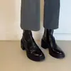 Botas elásticas ajustadas de tacón alto para mujer 2026, botas de moda retro con plataforma y cremallera, elegantes y modernas, botines de punta redonda que aumentan la altura