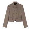 Traje de Cuadros Otoñal Estilo Europeo para Mujer con Chaqueta y Pantalones Set 2946