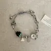 Novo Bracelete de Corda Trançada com Pedras Naturais Estilo Chinês para Mulheres Personalidade Simples Fashionável Tendência Temperamento Versátil Pulseira de Pulso Joia