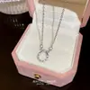 Accesorios de Collar de Lujo Ligero con Lazo para Mujer, Cadena para Clavícula Versátil y Simple Estilo Ins con Colgante de Circonita, Moda Elegante