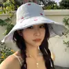 Sombrero de Pescador a Cuadros de Cereza Fresco y Sencillo para Mujer, Sombrero de Sol de Ala Ancha de Verano, Protección UV, Sombrero de Sol, Sombrero de Sol de Nuevo Estilo
