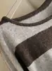 Tejido de Punto Suave y Pegajoso Agradable a la Piel Bloque de Color Estilo Perezoso para Mujer Otoño Invierno Nuevo Capa Base Manga Larga Rayado Holgado Suéter A14622