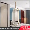 Espejo Colgante de Hierro Forjado, Espejo de Baño Inteligente con Luz, Pantalla Táctil, Espejo Ovalado Colgante de Techo para Baños de Casas de Huéspedes