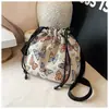 Bolsa Feminina Simples Nova Nicho Estilo Chinês Feminina Linda Bolsa de Lona com Cordão Moda Feminina Versátil Ombro Transversal
