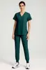 [Entrega el Mismo Día de Todos los Colores y Tallas] Ropa de Trabajo de Doctor Cuello en V Ropa para Lavar a Mano Traje para Quirófano Enfermera de Hospital Mangas Cortas