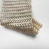 Tejido de Malla con Patrón de Espiga de Trigo con Estampado Completo Dorado, Tejido de Malla Elástica de Espiga para Decorar Vestidos de Escenario y Desfile de Moda