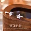 Pendientes de mini lazo exquisitos de plata pura S999 para mujer, tachuelas compactas de estilo francés, versátiles y elegantes, pendientes de tornillo al por mayor