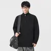 Suéter de punto con cuello alto y media cremallera para hombre, estilo retro americano, holgado, Otoño 2025, Invierno, Nuevo tejido, Tendencia de pareja
