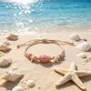 Pulsera tejida de conchas estilo océano, Pulsera de cerámica de estrella de mar y caracola, Joyería ajustable para vacaciones en la playa para parejas