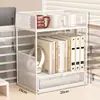 Estante de almacenamiento multicapa para escritorio, una solución de almacenamiento para estaciones de trabajo, para organizar libros, tazas de café, bocadillos y artículos varios en el escritorio de la oficina