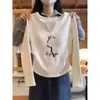 Camiseta de Manga Larga de Algodón Puro con Cuello en V, Estilo Nuevo 2026 para Mujer, Diseñada con Cintura Ajustada y Efecto Adelgazante, Top Interior Negro