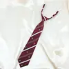 /DK Estilo Universitario Japonés Hombres y Mujeres Marca H Rojo Azul Dorado Corbata Pajarita JK Sin Cremallera Rayas Rojo Vino Tendencia