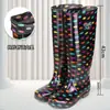 Botas de lluvia largas, extragrandes, impermeables, antideslizantes y cálidas, con forro de polar, adecuadas para mujeres, cubrebotas de goma, botas de agua y zapatos de caña alta para adultos