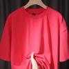 Qualidade Douyin Dewu! Camiseta de Algodão Penteado Peso Pesado Cor Pura Manga Curta Camiseta Base Solta