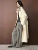 Louvre Invierno Nuevo Estilo Coreano Simple y Moderno Cuello Alto Doble Lana Abrigo de Lana con Cinturón Chaqueta Cálida para Mujer