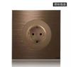 Jipo 86 Marrón Claro Cepillado Toma de Interruptor Oro Rosa Unipolar Doble Control 16A Panel Doméstico Cinco Agujeros USB