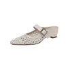 Pantuflas Cerradas Estilo Francés, Nuevos Zapatos Perforados de Verano, Zapatos Romanos de Malla Hueca, Sandalias sin Cierre, Zapatos de Mujer de Tacón Medio