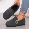 Sapatos femininos de algodão para outono e inverno, quentes e peludos, estilo coreano, cobertura total, sola plana, de calçar fácil, antiderrapantes