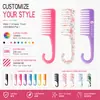 Peine Curvo Personalizable con Gancho, Peine de Dientes Anchos Multicolor Opcional, Peine Unisex para Colgar, Herramienta de Peluquería