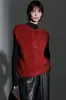 Chaleco de punto de forro polar con cuello redondo para mujer, otoño e invierno, silueta holgada, sin mangas, felpa suave, top de punto para llevar en capas