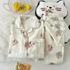 Pijama para mujer de talla grande del sudeste asiático, algodón nube, cárdigan de primavera, cuello solapa, manga larga, pantalón largo, conjunto simple y cómodo para casa
