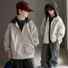 Jaqueta com Capuz Estilosa para Meninos Primavera e Outono, Versão Coreana, Top Casual Soltinho Tendência Cool, Novo Modelo 26, Casaco Infantil Médio e Grande