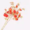 Planta Verde con 7 Frutos de Granada, Hojas Doradas de Otoño, Ramas de Flores Artificiales para Decoración Suave, Decoración del Hogar, Decoración de Bodas, Alta Simulación