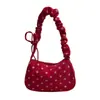 Bolsa de Hombro Único con Lunares Estilo Coreano de Verano, con Volantes y Encaje, Gran Capacidad, Bolso de Mano para Viajes Diarios, Bolsa Tipo Bollo para Mujer