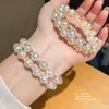 Pulseira Aberta de Camada Dupla com Pérolas e Cristais de Diamante Estilo Palácio Retrô Joias de Luxo Leve de Alto Padrão Venda por Atacado