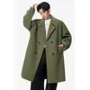 Outono Inverno 2026 Novo Casaco de Lã Masculino Jaqueta de Lã Masculina de Comprimento Médio de Botão Duplo Casaco de Lã Casaco Trench Coat Tendência
