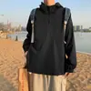 Moletom casual masculino da moda com detalhes de zíper, novo estilo leve, corte solto, coleção de primavera, pulôver jovem e estiloso