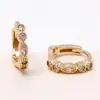 Pendientes de Aro con Cadena Transfronteriza Minimalistas, Exquisitos Pendientes Dorados Huecos, Pinzas para Orejas Personalizadas de Circonita Estilo Genial para Mujeres, Moda al por Mayor