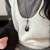 Nuevo Collar de Cuerda de Cuero Estilo Chino Madera Resina Gota de Agua Nicho Sensación de Alta Gama Cadena para Suéter Moda Retro Accesorio de Collar Versátil para Mujeres