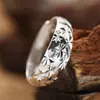 Anel de casal estrela lisa flor de carro barriga de cobra Prata 990 versão coreana da moda de uma geração de cabelo