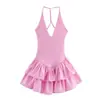 Comercio Exterior Transfronterizo Ropa de Mujer Estilo Europeo y Americano Za Aliexpress Venta Caliente Verano Nuevo Estilo Versátil Vestido sin Espalda con Tirantes Único