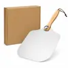 Pala Plegable de Aluminio para Pizza Transfronteriza de Amazon con Mango de Madera Set de Herramientas para Pizza de Horno de Cocina Venta al por Mayor con Impresión de Logo