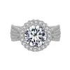 Moda lujo compromiso diamante completo anillo de diamantes en línea en vivo venta caliente simulación diamante importado grupo incrustado anillo de circonita