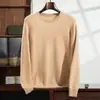 Suéter de cashmere puro para homens, gola redonda, fino, cor sólida, caimento solto, tamanho grande, malha business casual, suéter de base, disponível para atacado