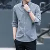 Camisa de Manga Larga para Hombre 2024 Otoño Nuevo Estilo Estilo Coreano de Moda Color Sólido Holgada Camisa Chaqueta Casual
