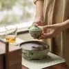Juego de Té de Bambú Pintado a Mano Estilo Antiguo Dinastías Tang y Song, Juego de Té Completo para Té Gongfu, Juego en Caja de Regalo para Uso en Sala de Té