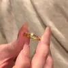 Anillo Popular Emergente de Diamante Amarillo de Xiaohongshu 2025 Nuevo Nuevo Chinoiserie Transferencia Nudo de Bambú Diamante Anillo Sencillo