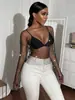 Top de malla con strass y cuello redondo de manga larga para mujer AYJ, estilo europeo y americano para otoño Y1122, estilo moderno, adecuado para usar en capas