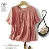 Camisa Nueva de Manga Corta Verano 2026 Reductora de Edad Holgada Talla Grande Top Elegante para Cubrir la Barriga Top de Mamá