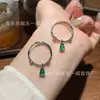 Anel de cabaça de jadeíta natural para atacado do fabricante com incrustação de prata s925, design fresco e simples, popular no Xiaohongshu