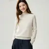 Versátil para el commute~Suéter 100% cachemir para mujer, cuello redondo semialto, corte ajustado, suéter base de cachemir suave y cómodo para otoño e invierno