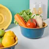 Cesta de escorrer de plástico de camada dupla para atacado, estilo pastoral, espessa, multifuncional para cozinha, cesta de lavagem, cesta de frutas para sala de estar